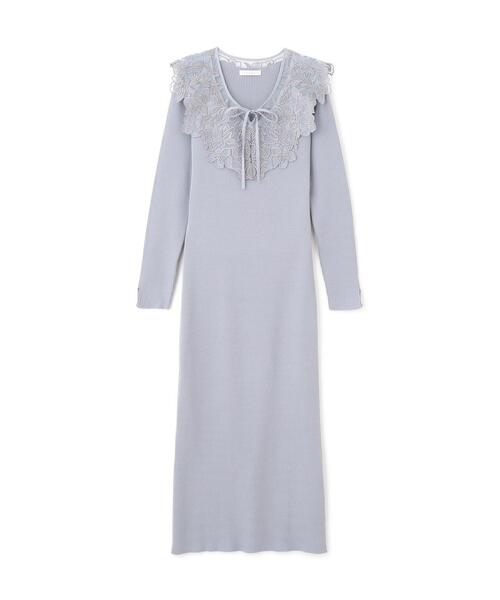 PROPORTION BODY DRESSING（プロポーションボディドレッシング）の「ケープ風レース付きニットワンピース / 1215240905（ワンピース・レディース・ダークグレー/ベージュ/ブルー・SMALL/MEDIUM）」の5枚目の写真