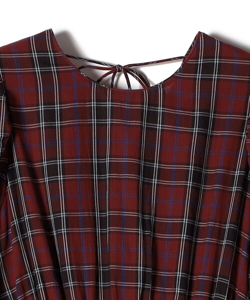 セール】ne Quittez pas:〈手洗い可能〉チェック Vネック ドレス