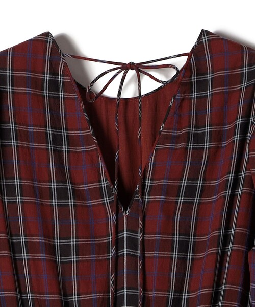 NE QUITTEZ PAS!（ヌキテパ）の「ne Quittez pas:〈手洗い可能〉チェック Vネック ドレス（ワンピース・レディース・レッド/グリーン・ONE SIZE）」の7枚目の写真