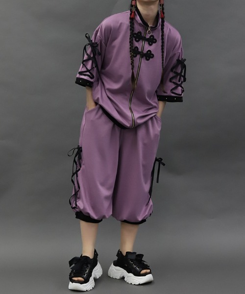 axes femme POETIQUE(アクシーズファムポエティック)の「チャイナボタンバルーンパンツ(その他パンツ・レディース・パープル/ブラック/ブルーグリーン・MEDIUM)」の16枚目の写真