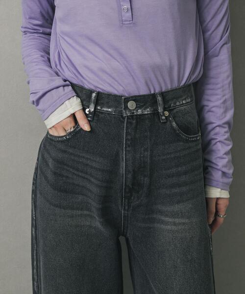 SENSE OF PLACE by URBAN RESEARCH（センスオブプレイスバイアーバンリサーチ）の「ハクプリントデニム（デニムパンツ・レディース・ライトインディゴブルー/ブラック・SMALL/MEDIUM）」の5枚目の写真