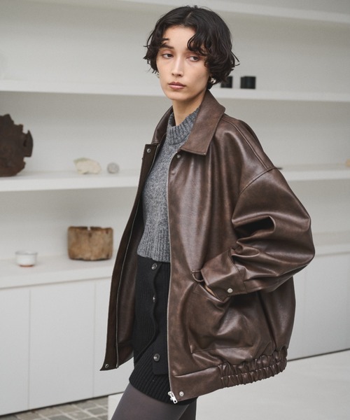 セール】クラッシュレザーカバーオールジャケット（ブルゾン）｜AIC