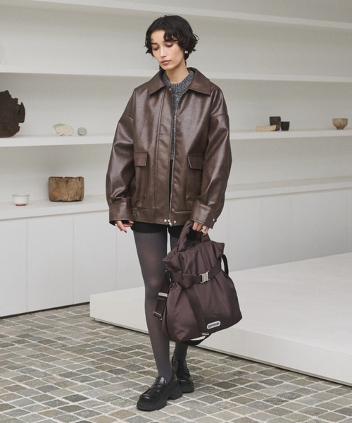 セール】クラッシュレザーカバーオールジャケット（ブルゾン）｜AIC