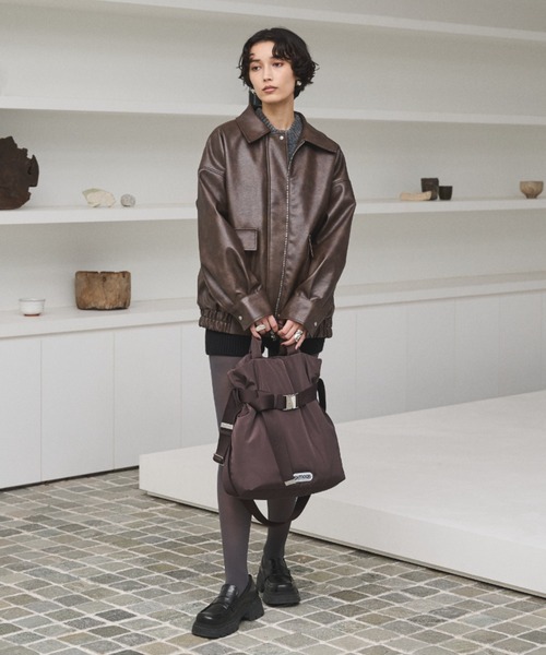 AIC.（エーアイシー）の「クラッシュレザーカバーオールジャケット（ブルゾン・レディース・ブラウン/ブラック・FREE）」の17枚目の写真