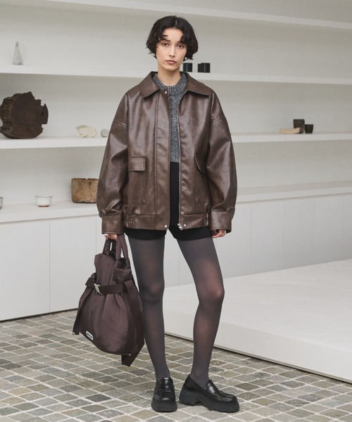 AIC.（エーアイシー）の「クラッシュレザーカバーオールジャケット（ブルゾン・レディース・ブラウン/ブラック・FREE）」の18枚目の写真