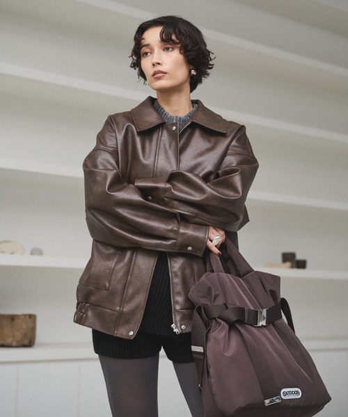AIC.（エーアイシー）の「クラッシュレザーカバーオールジャケット（ブルゾン・レディース・ブラウン/ブラック・FREE）」の12枚目の写真