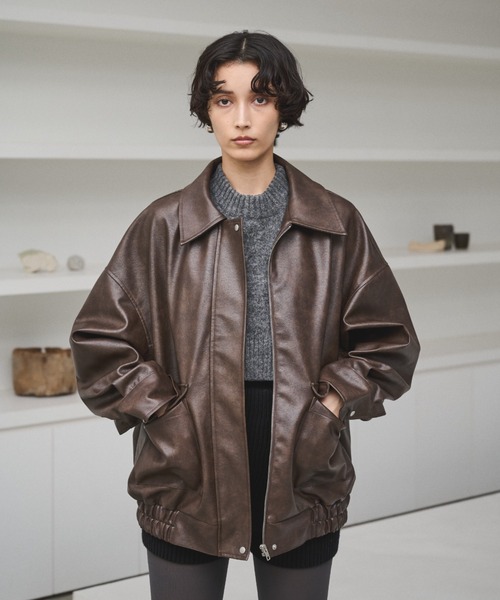 セール】クラッシュレザーカバーオールジャケット（ブルゾン）｜AIC