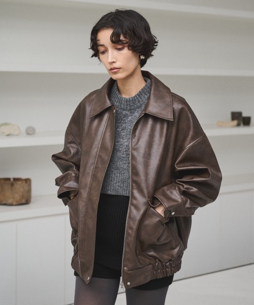 セール】クラッシュレザーカバーオールジャケット（ブルゾン）｜AIC