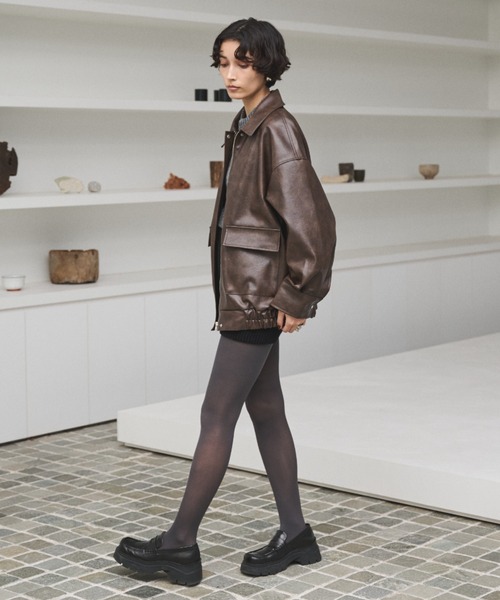 AIC.（エーアイシー）の「クラッシュレザーカバーオールジャケット（ブルゾン・レディース・ブラウン/ブラック・FREE）」の19枚目の写真