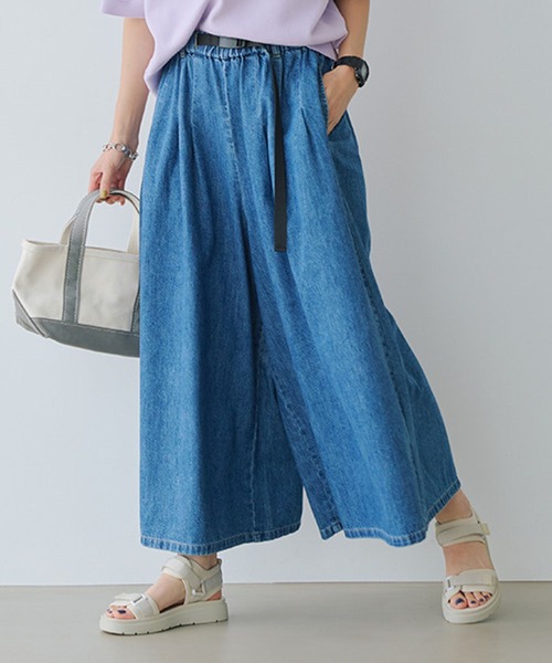 セール】タックデニムスカーチョ[プチ・プラスサイズあり]《CLIP