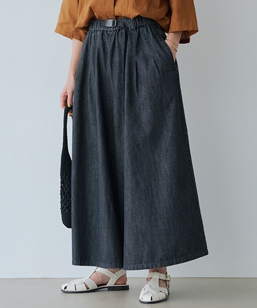 セール】タックデニムスカーチョ[プチ・プラスサイズあり]《CLIP denim