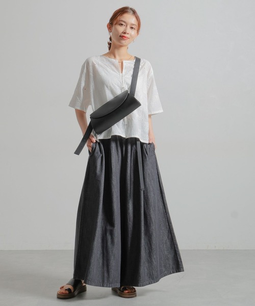 セール】タックデニムスカーチョ[プチ・プラスサイズあり]《CLIP denim