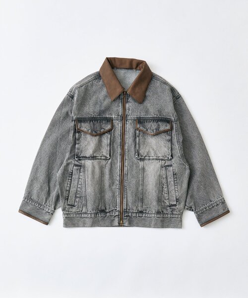 セール】配色衿デニムブルゾン（デニムジャケット）｜OLIVE des OLIVE