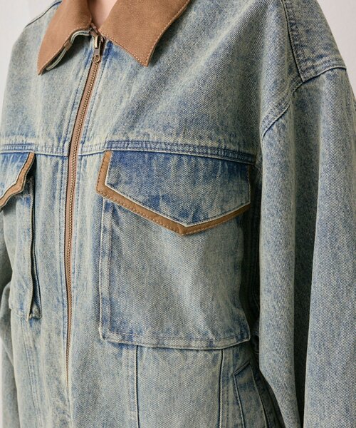 セール】配色衿デニムブルゾン（デニムジャケット）｜OLIVE des OLIVE