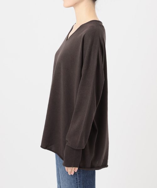 コットンバルキーヤーンルーズVネックプルオーバー（ニット/セーター