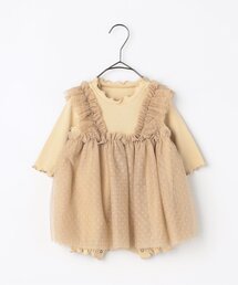 【リンク】ドットチュールフリルワンピロンパース