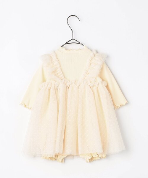 p.premier（ピードットプルミエ）の「【リンク】ドットチュールフリルワンピロンパース（ロンパース・キッズ・ピンク/アイボリー/ベージュ・70/80）」の8枚目の写真