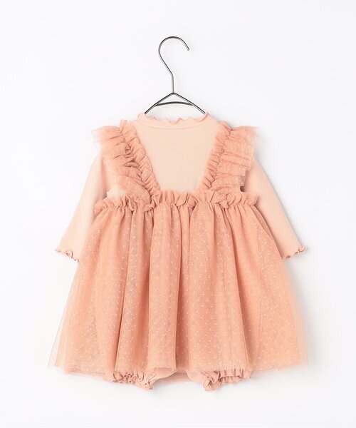 p.premier（ピードットプルミエ）の「【リンク】ドットチュールフリルワンピロンパース（ロンパース・キッズ・ピンク/アイボリー/ベージュ・70/80）」の7枚目の写真