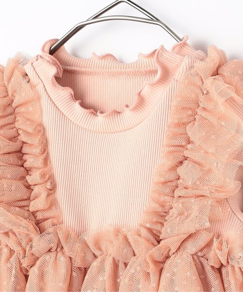 p.premier（ピードットプルミエ）の「【リンク】ドットチュールフリルワンピロンパース（ロンパース・キッズ・ピンク/アイボリー/ベージュ・70/80）」の10枚目の写真