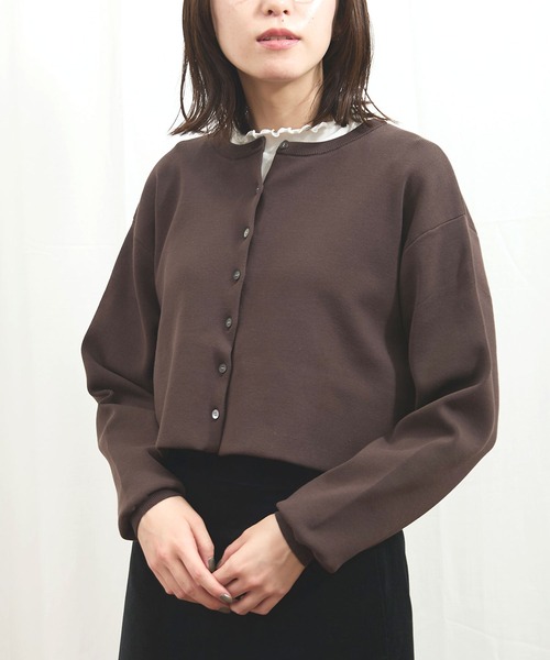 fig Ｌondon（フィグロンドン）の「_C/Ny pleating cardigan（ニット/セーター・レディース・ブラック/アイボリー/ダークブラウン・FREE）」の3枚目の写真