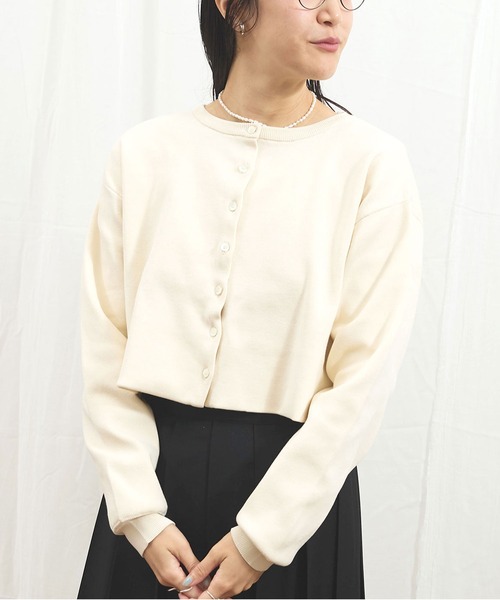 fig Ｌondon（フィグロンドン）の「_C/Ny pleating cardigan（ニット/セーター・レディース・ブラック/アイボリー/ダークブラウン・FREE）」の2枚目の写真
