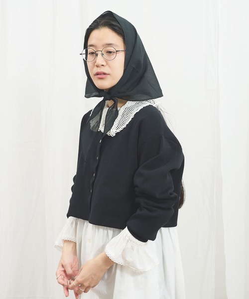 fig Ｌondon（フィグロンドン）の「_C/Ny pleating cardigan（ニット/セーター・レディース・ブラック/アイボリー/ダークブラウン・FREE）」の22枚目の写真