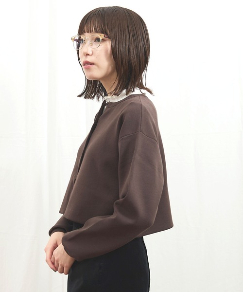 fig Ｌondon（フィグロンドン）の「_C/Ny pleating cardigan（ニット/セーター・レディース・ブラック/アイボリー/ダークブラウン・FREE）」の11枚目の写真