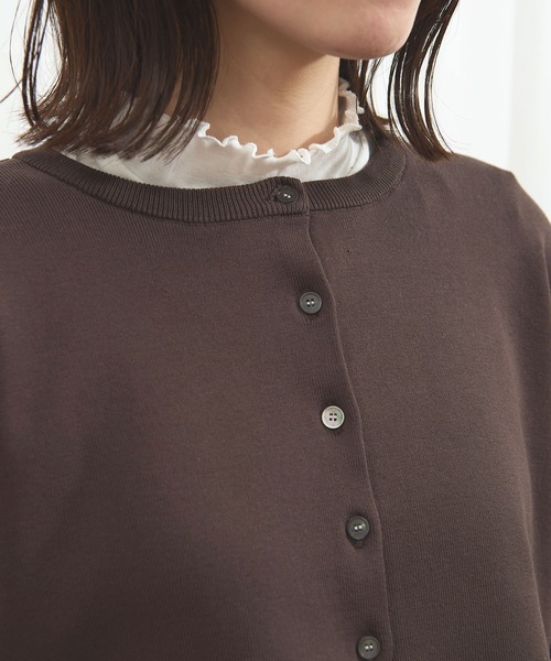 fig Ｌondon（フィグロンドン）の「_C/Ny pleating cardigan（ニット/セーター・レディース・ブラック/アイボリー/ダークブラウン・FREE）」の4枚目の写真