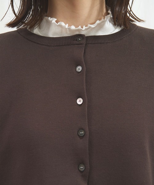 fig Ｌondon（フィグロンドン）の「_C/Ny pleating cardigan（ニット/セーター・レディース・ブラック/アイボリー/ダークブラウン・FREE）」の5枚目の写真