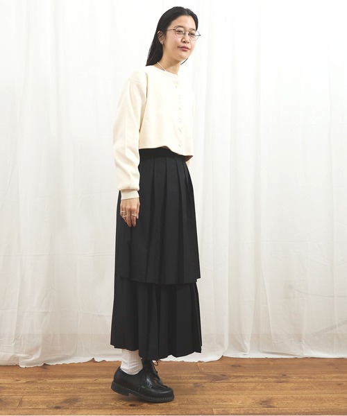 fig Ｌondon（フィグロンドン）の「_C/Ny pleating cardigan（ニット/セーター・レディース・ブラック/アイボリー/ダークブラウン・FREE）」の18枚目の写真