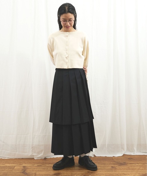 fig Ｌondon（フィグロンドン）の「_C/Ny pleating cardigan（ニット/セーター・レディース・ブラック/アイボリー/ダークブラウン・FREE）」の21枚目の写真