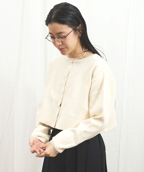 fig Ｌondon（フィグロンドン）の「_C/Ny pleating cardigan（ニット/セーター・レディース・ブラック/アイボリー/ダークブラウン・FREE）」の14枚目の写真