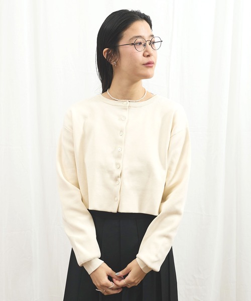 fig Ｌondon（フィグロンドン）の「_C/Ny pleating cardigan（ニット/セーター・レディース・ブラック/アイボリー/ダークブラウン・FREE）」の12枚目の写真