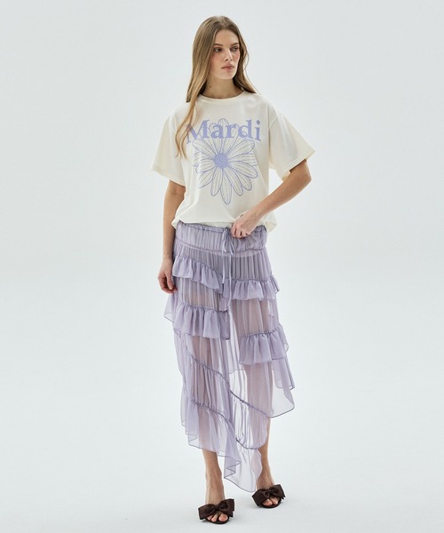 Mardi Mercredi(マルディメクルディ)の「TSHIRT FLOWERMARDI / Tシャツ フラワーマルディ(Tシャツ/カットソー・レディース・ベージュ系その他/チャコール/オートミール/クリーム/ブラウン/ベージュ系その他2/ブラック×パープル/ベージュ系その他3/ブラウン系その他/ペールイエロー/ベージュ系その他4/ネイビー・FREE)」の18枚目の写真