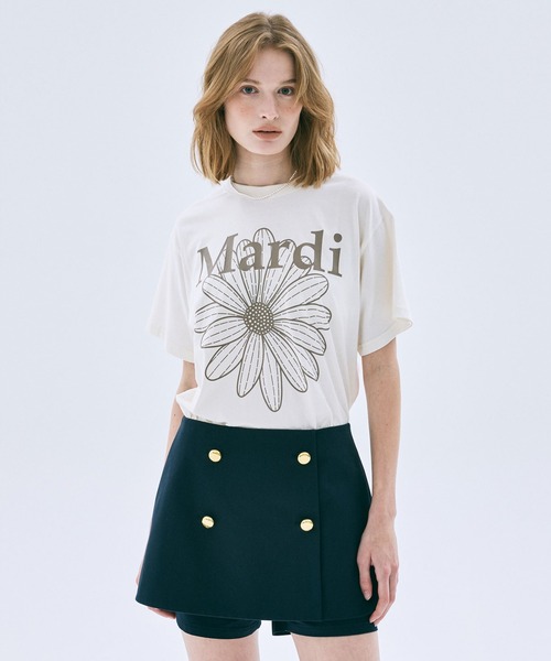 Mardi Mercredi(マルディメクルディ)の「TSHIRT FLOWERMARDI / Tシャツ フラワーマルディ(Tシャツ/カットソー・レディース・ベージュ系その他/チャコール/オートミール/クリーム/ブラウン/ベージュ系その他2/ブラック×パープル/ベージュ系その他3/ブラウン系その他/ペールイエロー/ベージュ系その他4/ネイビー・FREE)」の19枚目の写真
