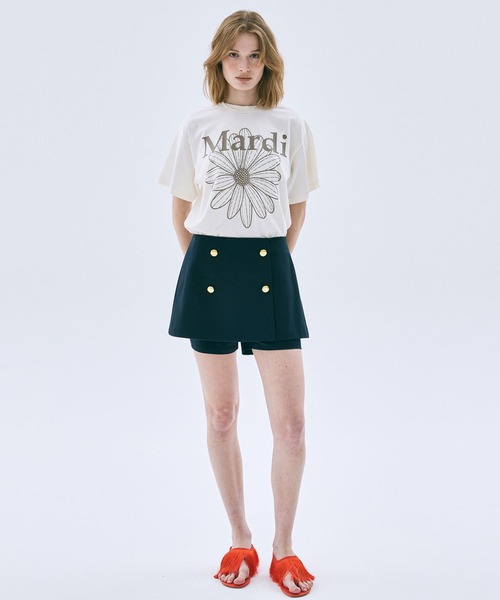 Mardi Mercredi(マルディメクルディ)の「TSHIRT FLOWERMARDI / Tシャツ フラワーマルディ(Tシャツ/カットソー・レディース・ベージュ系その他/チャコール/オートミール/クリーム/ブラウン/ベージュ系その他2/ブラック×パープル/ベージュ系その他3/ブラウン系その他/ペールイエロー/ベージュ系その他4/ネイビー・FREE)」の20枚目の写真