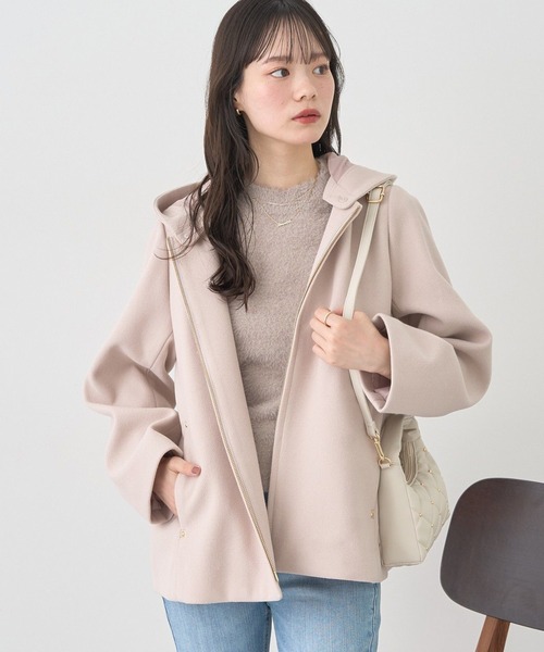 earth music&ecology（アースミュージックアンドエコロジー）の「【2025AW】2WAYフードコート（その他アウター・レディース・ブラック/ベージュ/ライトベージュ・M/L）」の3枚目の写真