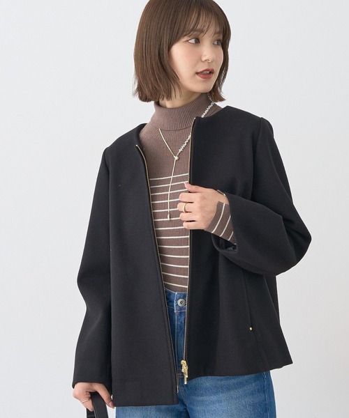 earth music&ecology（アースミュージックアンドエコロジー）の「【2025AW】2WAYフードコート（その他アウター・レディース・ブラック/ベージュ/ライトベージュ・M/L）」の2枚目の写真