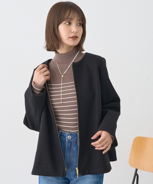 earth music&ecology（アースミュージックアンドエコロジー）の「【2025AW】2WAYフードコート（その他アウター・レディース・ブラック/ベージュ/ライトベージュ・M/L）」の14枚目の写真