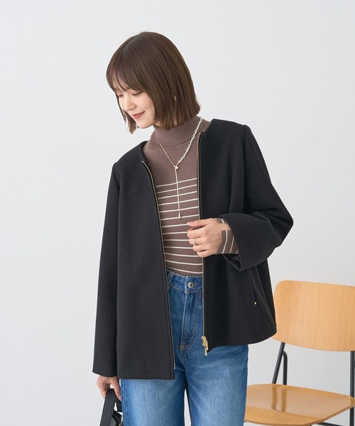 earth music&ecology（アースミュージックアンドエコロジー）の「【2025AW】2WAYフードコート（その他アウター・レディース・ブラック/ベージュ/ライトベージュ・M/L）」の16枚目の写真