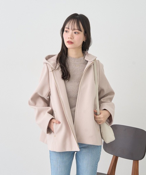 earth music&ecology（アースミュージックアンドエコロジー）の「【2025AW】2WAYフードコート（その他アウター・レディース・ブラック/ベージュ/ライトベージュ・M/L）」の22枚目の写真