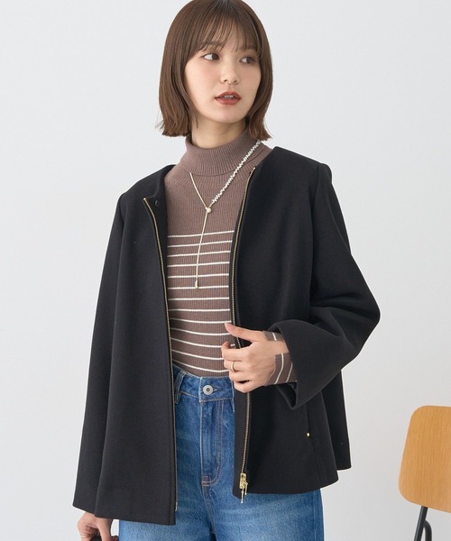 earth music&ecology（アースミュージックアンドエコロジー）の「【2025AW】2WAYフードコート（その他アウター・レディース・ブラック/ベージュ/ライトベージュ・M/L）」の15枚目の写真