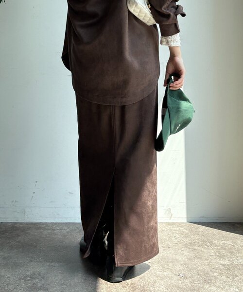 DouDou（ドゥドゥ）の「スウェードダンボールIラインスカート（スカート・レディース・カーキ/ブラウン・FREE）」の11枚目の写真