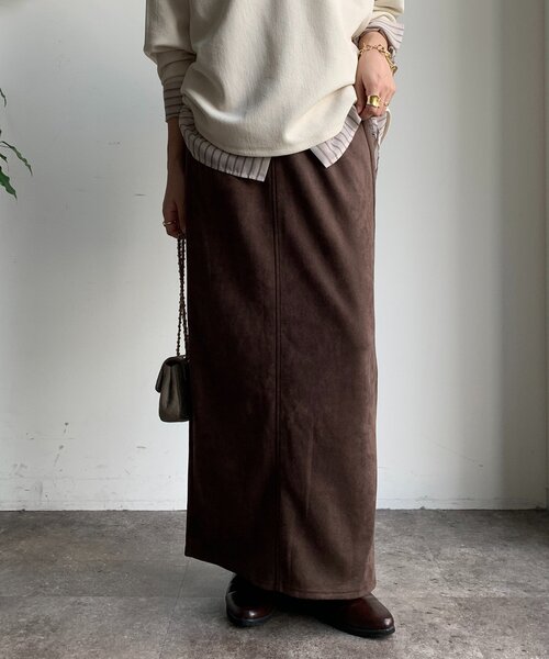 DouDou（ドゥドゥ）の「スウェードダンボールIラインスカート（スカート・レディース・カーキ/ブラウン・FREE）」の13枚目の写真