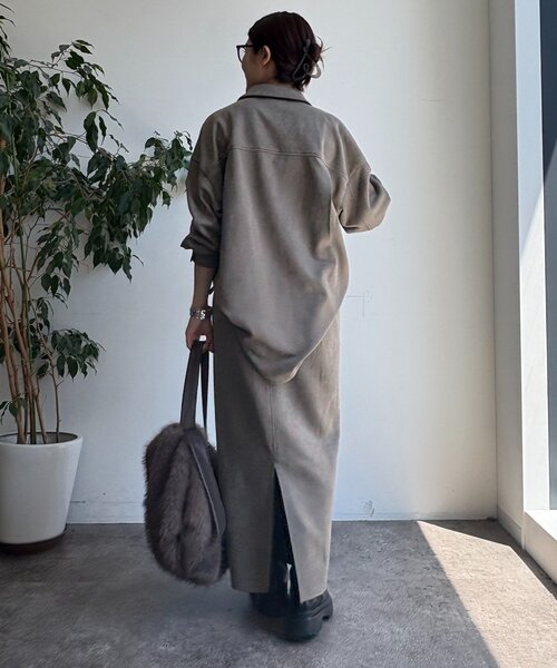 DouDou（ドゥドゥ）の「スウェードダンボールIラインスカート（スカート・レディース・カーキ/ブラウン・FREE）」の19枚目の写真