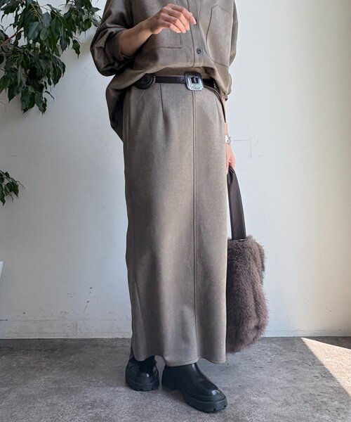 DouDou（ドゥドゥ）の「スウェードダンボールIラインスカート（スカート・レディース・カーキ/ブラウン・FREE）」の22枚目の写真