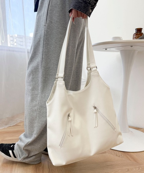 WEGO（ウィゴー）の「WEGO/トライアングルトートバッグ（トートバッグ・レディース・ブラウン/ホワイト/ブラック・FREE）」の6枚目の写真