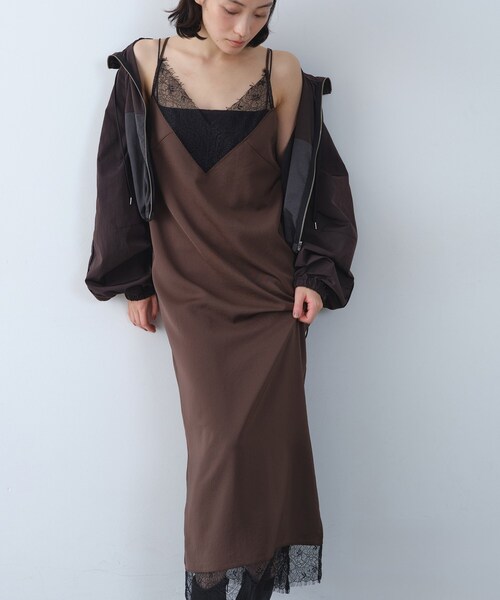 CODE A(コードエー)の「vintage like lace dress(ワンピース・レディース・ダークブラウン/ホワイト・38/36)」の1枚目の写真