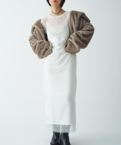 CODE A(コードエー)の「vintage like lace dress(ワンピース・レディース・ダークブラウン/ホワイト・38/36)」の5枚目の写真