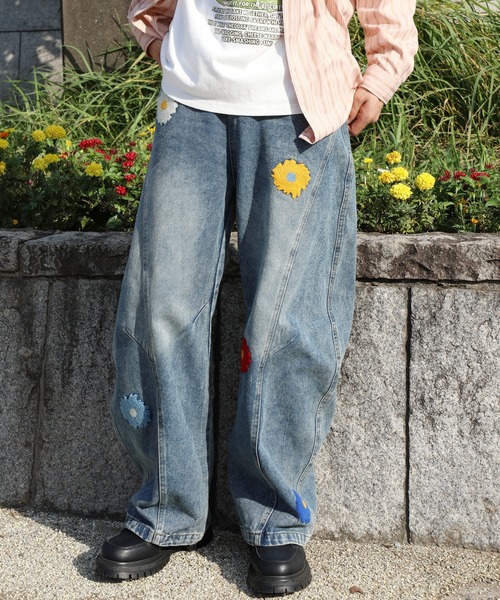 フック（HOOK）/コクーン フラワーモチーフ デニムパンツ コクーン フラワーモチーフ デニムパンツ（デニムパンツ）｜HOOK